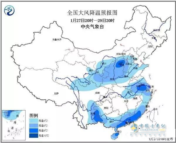 全國大風降溫預(yù)報圖