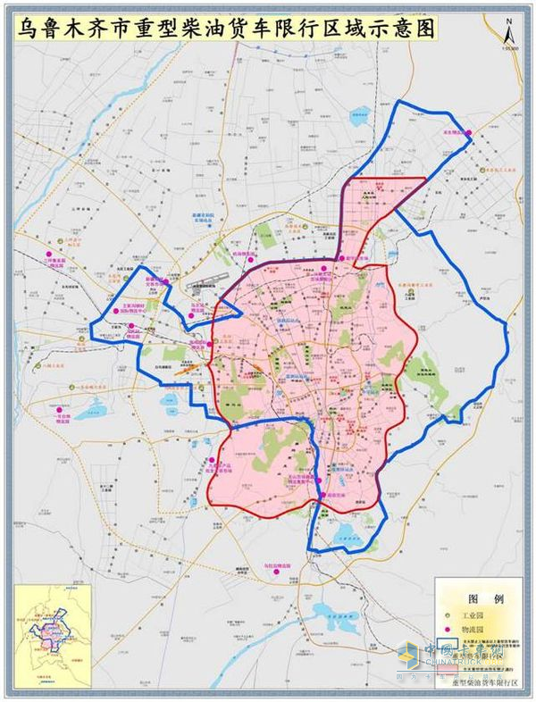 烏魯木齊市重型柴油貨車限行區(qū)域示意圖