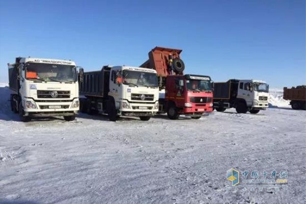 俄羅斯客戶車(chē)隊(duì)中的部分東風(fēng)自卸車(chē)