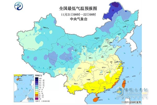 全國最低氣溫預報圖