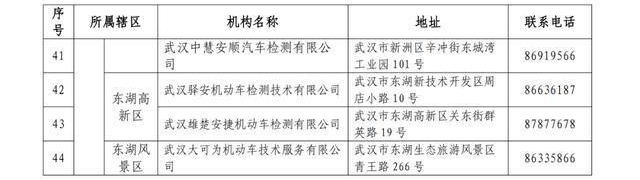 武漢44家可年檢機(jī)構(gòu)