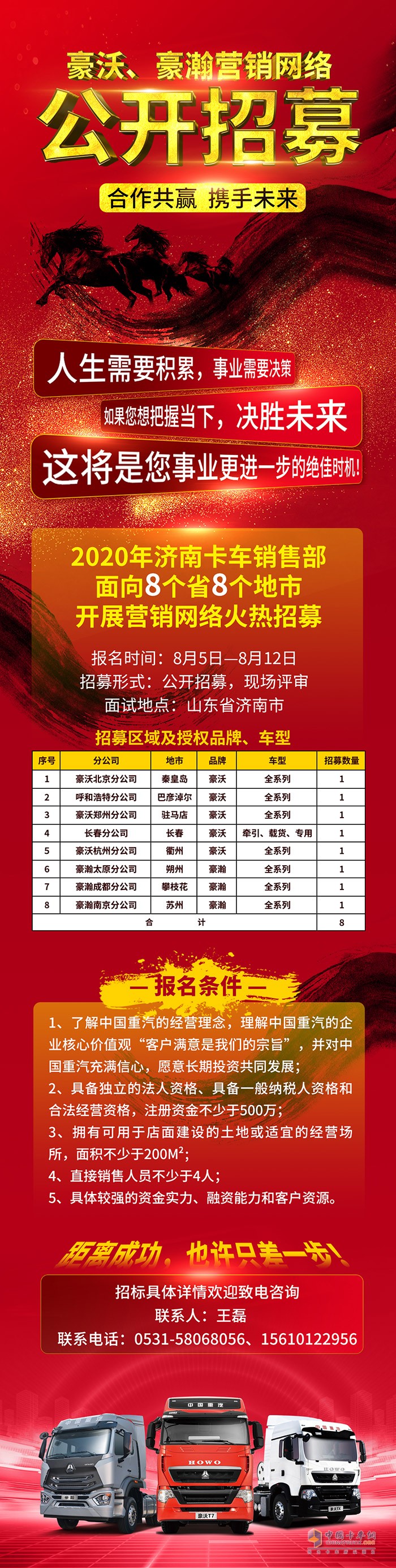 “錢”程無(wú)量 機(jī)會(huì)難得！中國(guó)重汽8省8地豪沃、豪瀚公開(kāi)招募營(yíng)銷網(wǎng)絡(luò)