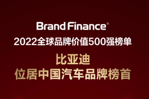 榮登全球品牌價(jià)值500強(qiáng)，比亞迪位居中國(guó)汽車(chē)品牌第一