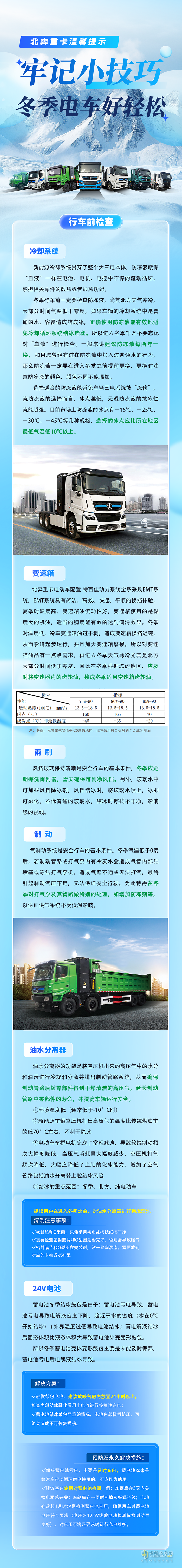 北奔重卡溫馨提示：牢記小技巧，冬季電車好輕松！